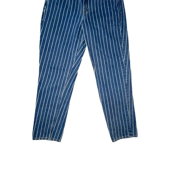American Eagle Outfitters AEO Striped Denim Mom Tapered Leg Ankle Jeans 8 Reg 26 - Picture 4 of 9